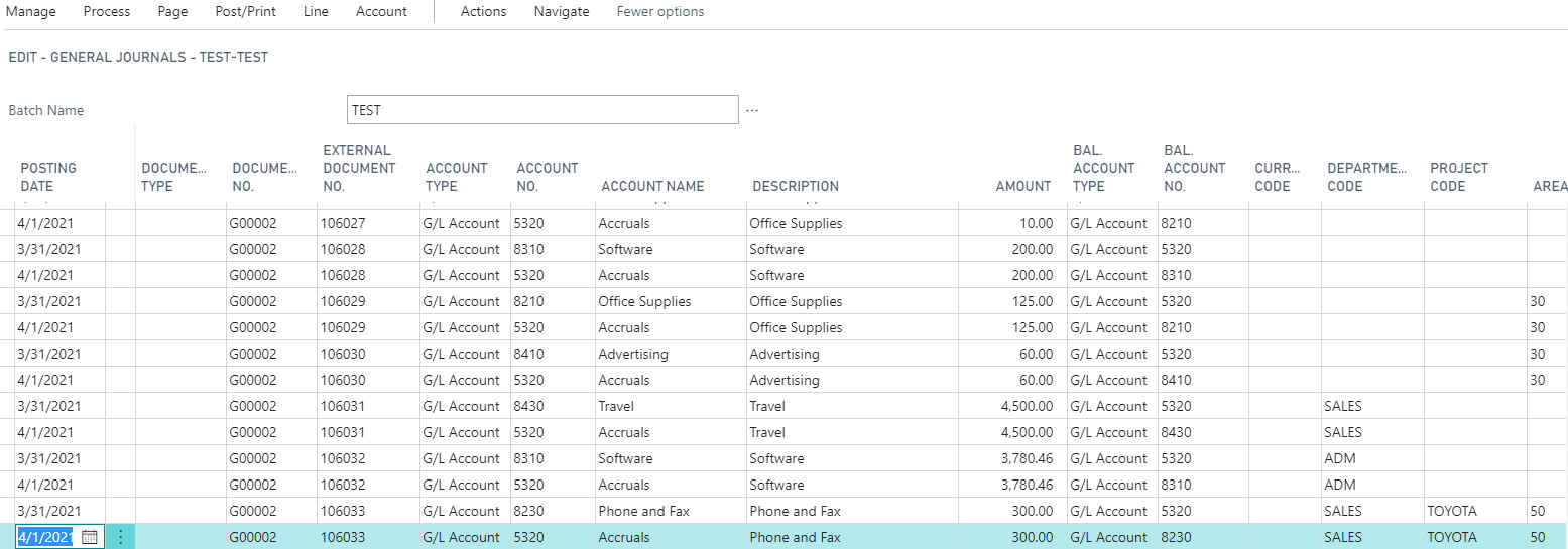 Purchase Accrual Journal